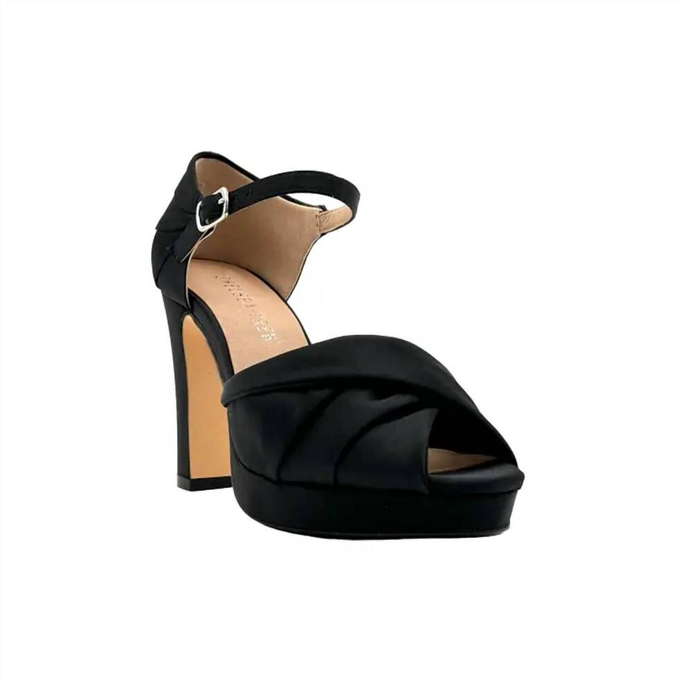 NEW CHELSEA CREW women's gloria satin platform holiday heels in black